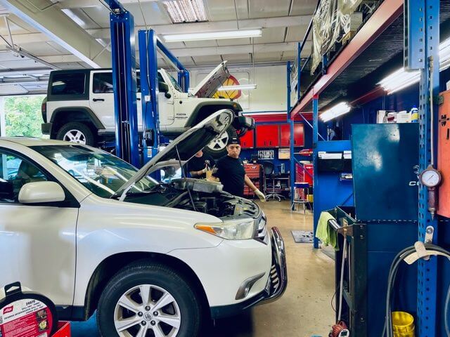 A car at ABS Unlimited for Factory Recommended Maintenance